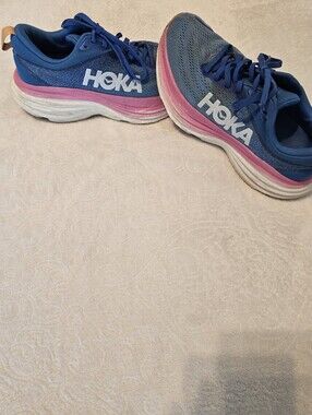 Hoka One One Women's Bondi 8 Running Shoes Size 7B - Blue / Pink (1127952)